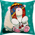Bear in a Trapper Hat — Needlepoint Kit 16″ × 16″ by Brvsk