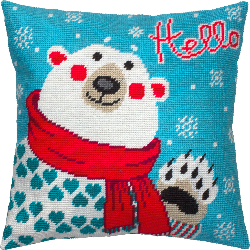 Bear with a Scarf — Stamped Cross Stitch Kit 16″ × 16″ by Brvsk