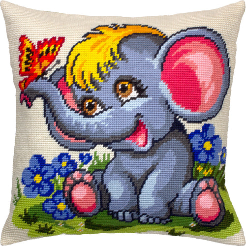Funny Elephant — Embroidery Kit 16″ × 16″ by Brvsk