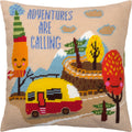 Brvsk Storybook Needlepoint Kit for Adults and Beginners — Adventures are Calling 16″ × 16″ with Clear, Precise Printed Design on Cotton Canvas; Includes 2 Needles, Yarn, and Easy-Read Chart
