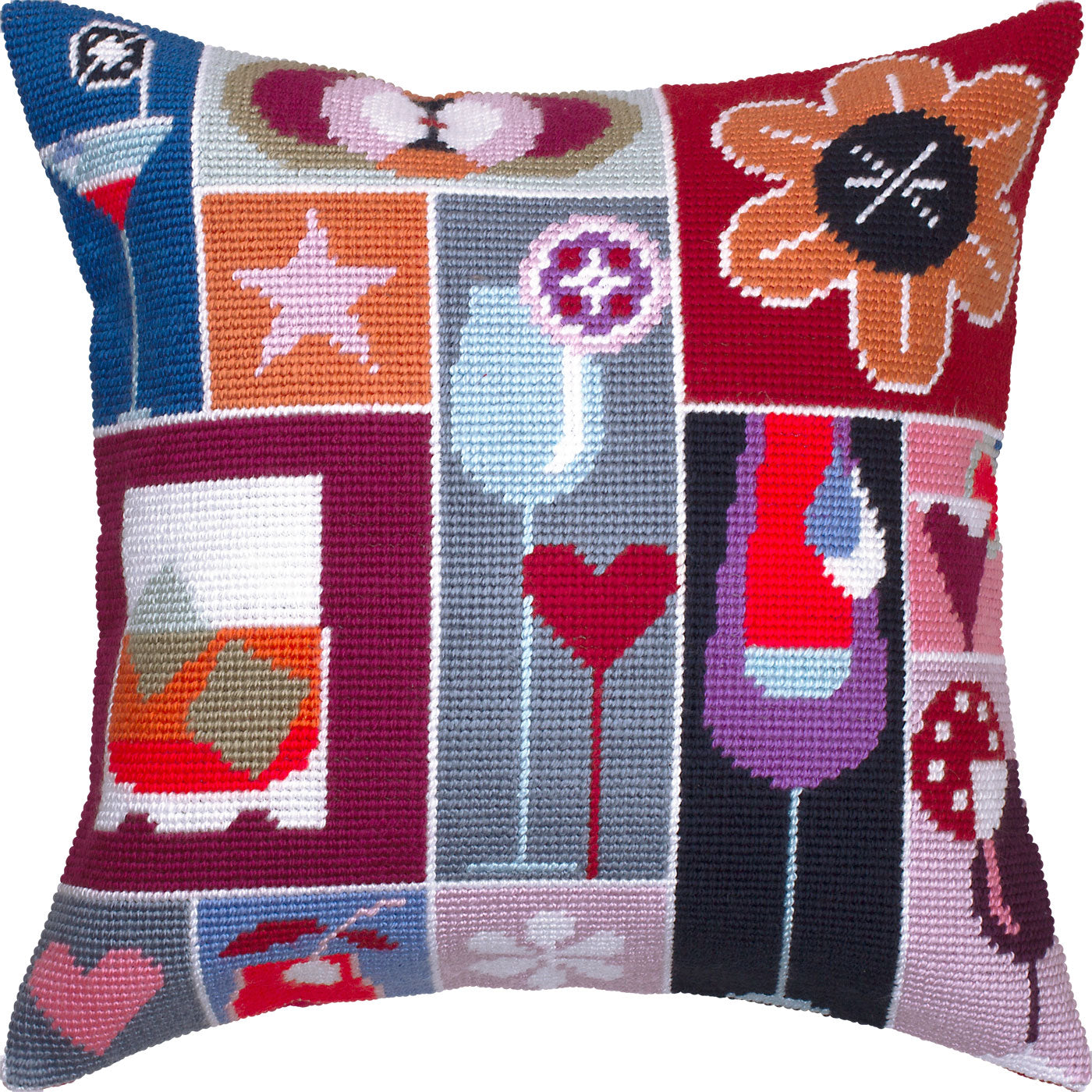 Brvsk Kitchen Embroidery Kit for Adults and Beginners — Cocktail Party 16″ × 16″ with Clear, Precise Printed Design on Cotton Canvas; Includes 2 Needles, Yarn, and Easy-Read Chart