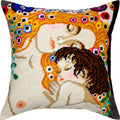 Brvsk Stamped Cross-Stitch Kit for Adults and Beginners — The Three Ages of Woman by Gustav Klimt 16″ × 16″ with Clear, Precise Printed Design on Cotton Canvas; Includes Needles and Yarn