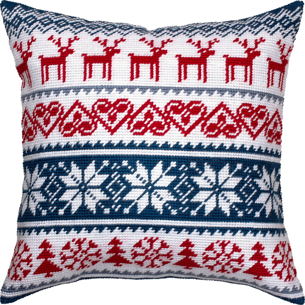 Christmas Deer Pattern — Embroidery Kit 16″ × 16″ by Brvsk