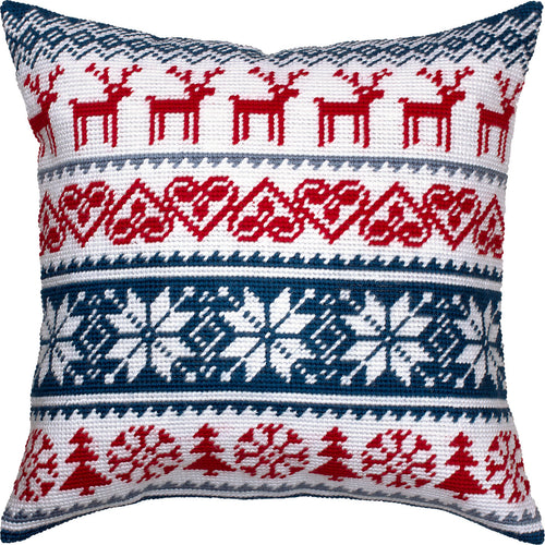 Christmas Deer Pattern — Embroidery Kit 16″ × 16″ by Brvsk