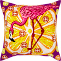 Brvsk Bird Needlepoint Kit for Adults and Beginners — Orange Flamingo 16″ × 16″ with Clear, Precise Printed Design on Cotton Canvas; Includes 2 Needles, Yarn, and Easy-Read Chart