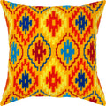 Brvsk Ornamental Stamped Cross-Stitch Kit for Adults and Beginners — Navajo 16″ × 16″ with Clear, Precise Printed Design on Cotton Canvas; Includes 2 Needles, Yarn, and Easy-Read Chart