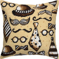 Ties and Mustaches — Embroidery Kit 16″ × 16″ by Brvsk