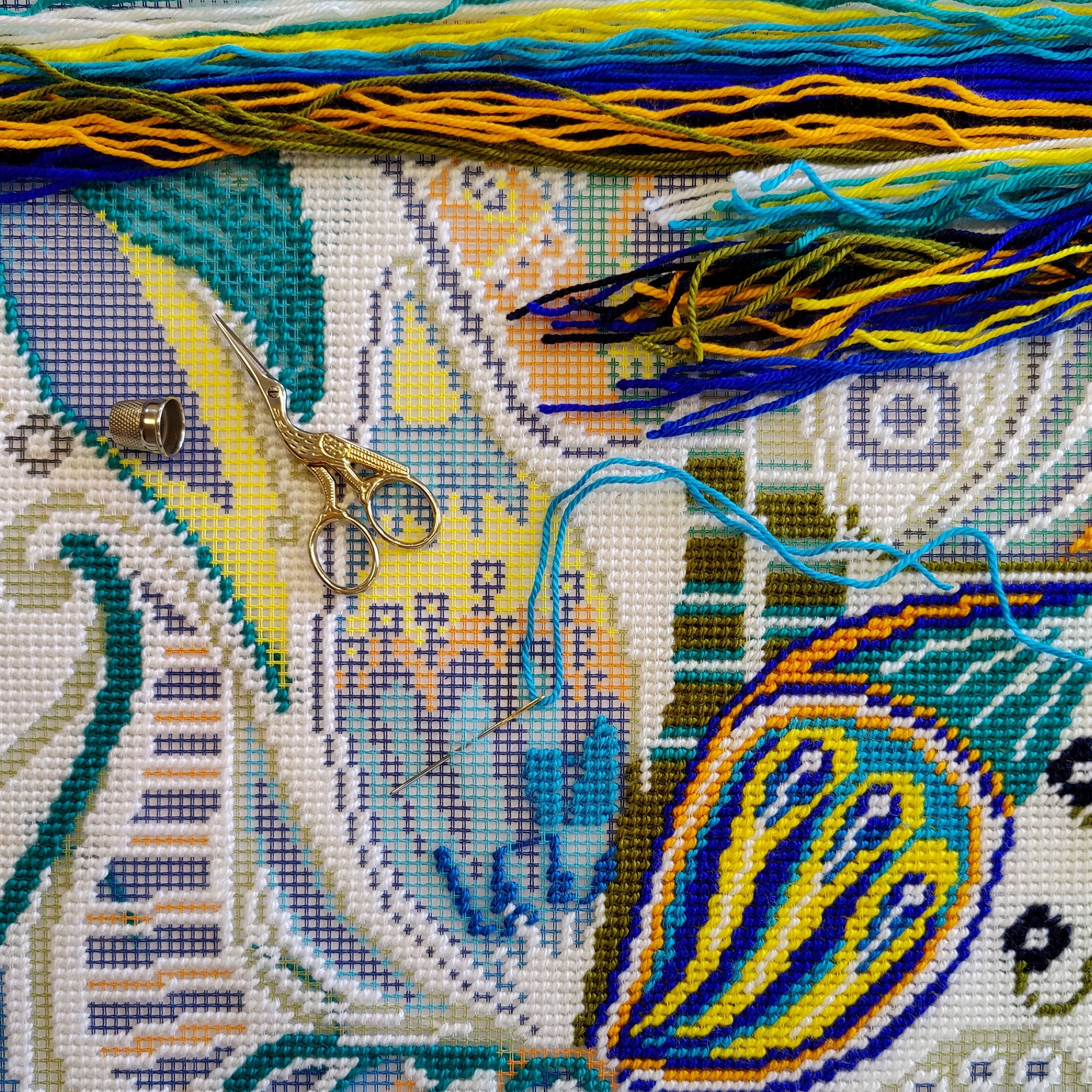 Fern Flower — Needlepoint Kit 16″ × 16″ by Brvsk