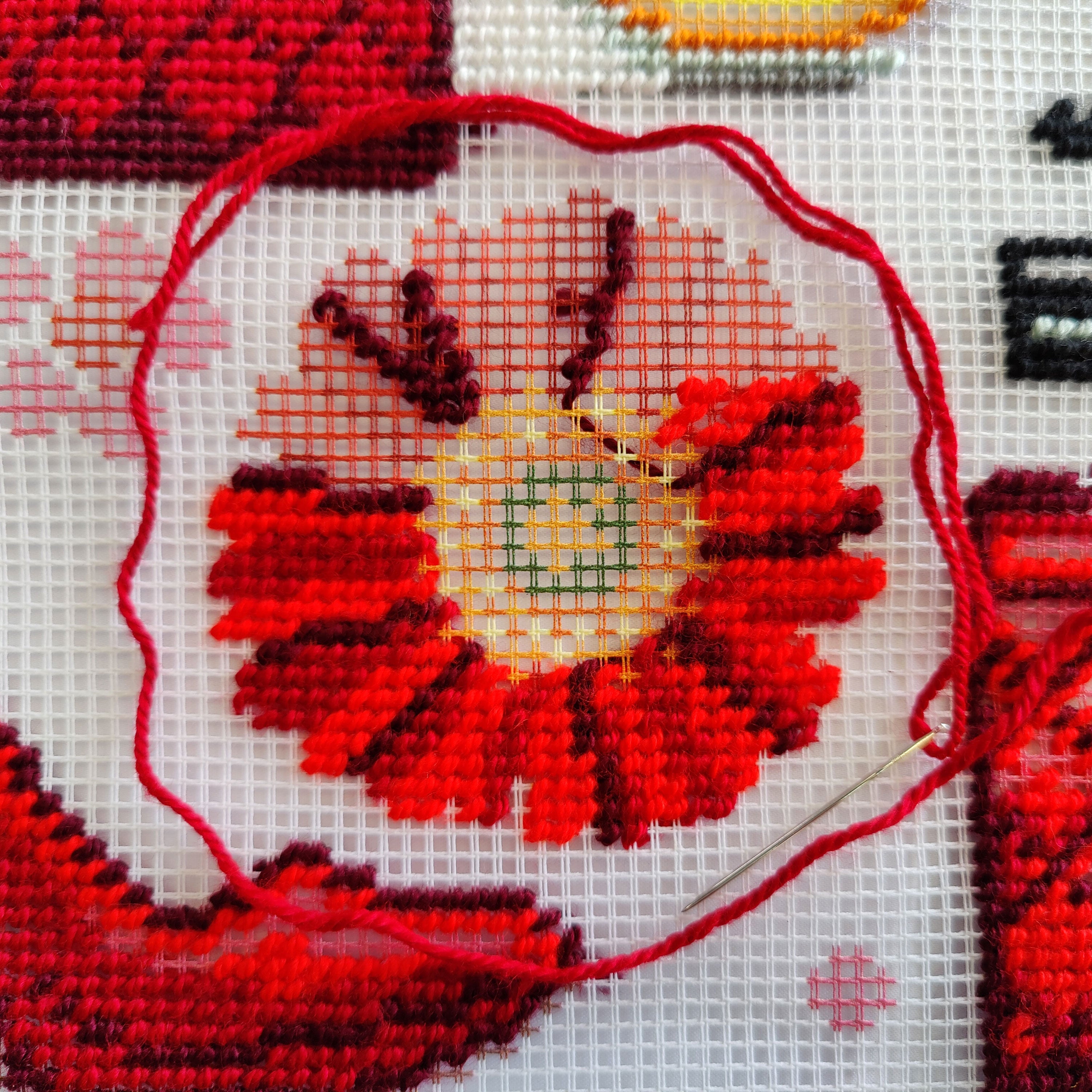 Red Is the New Black — Stamped Cross Stitch Kit 16″ × 16″ by Brvsk