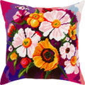 Brvsk Floral Embroidery Kit for Adults and Beginners — Wildflowers 16″ × 16″ with Clear, Precise Printed Design on Cotton Canvas; Includes 2 Needles, Yarn, and Easy-Read Chart