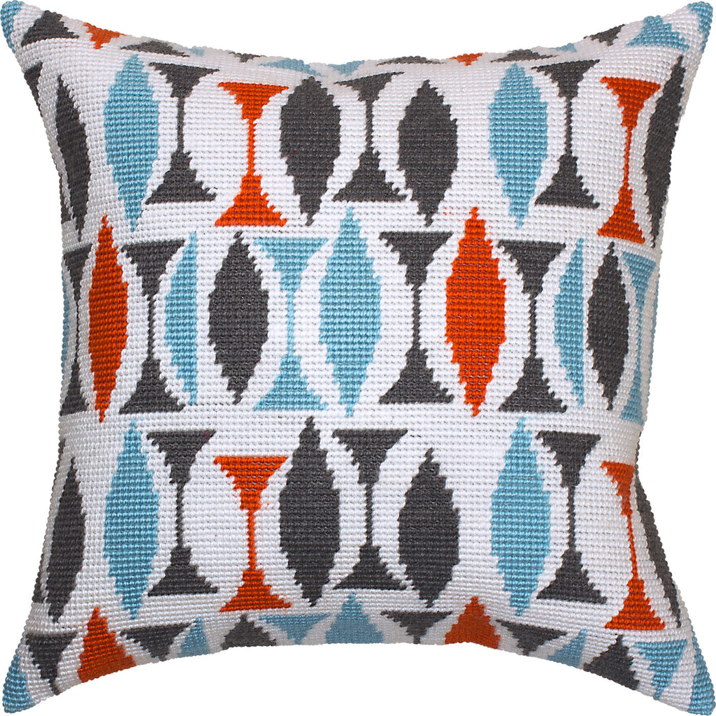 Turquoise on White — Needlepoint Kit 16″ × 16″ by Brvsk