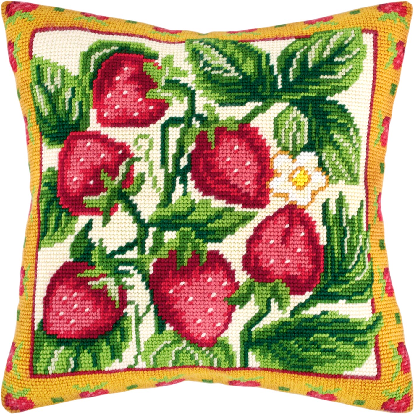 Strawberry — Needlepoint Kit 16″ × 16″ by Brvsk