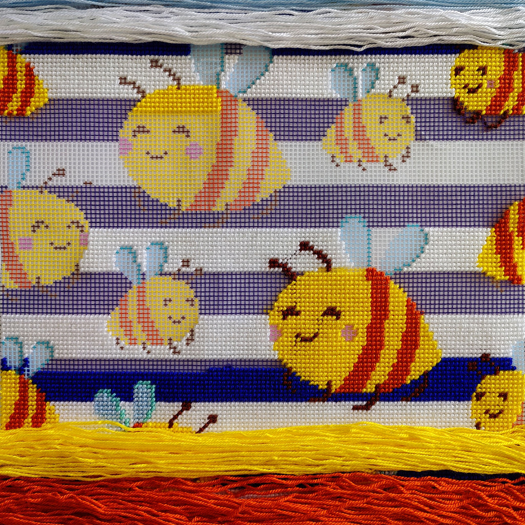Honey Bees — Stamped Cross Stitch Kit 16″ × 16″ by Brvsk