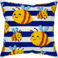 Brvsk Stamped Cross-Stitch Kit for Adults and Beginners — Honey Bees 16″ × 16″ with Clear, Precise Printed Design on Cotton Canvas; Includes 2 Needles, Yarn, and Easy-Read Chart