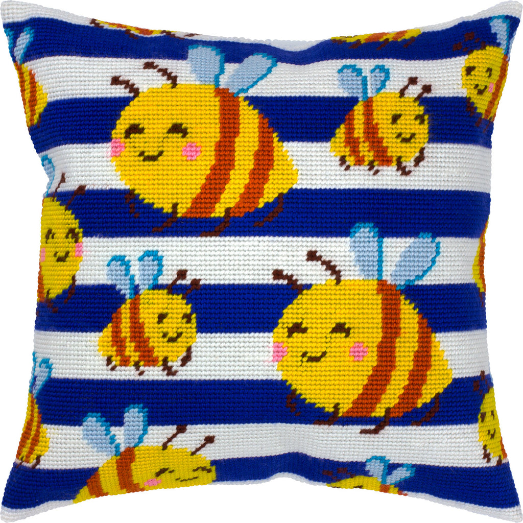 Honey Bees — Stamped Cross Stitch Kit 16″ × 16″ by Brvsk