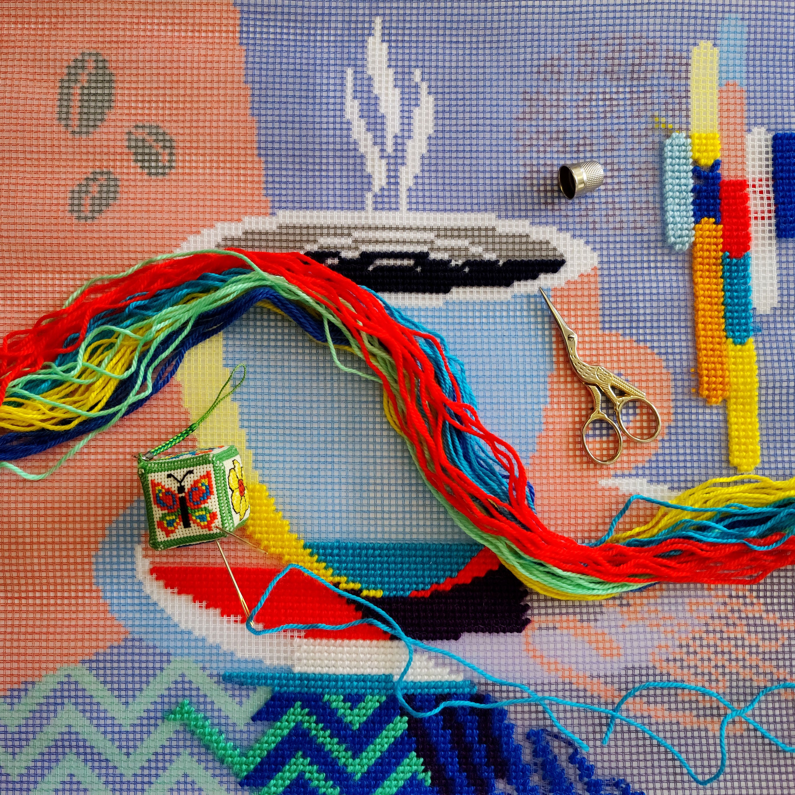 Morning Coffee — Embroidery Kit 16″ × 16″ by Brvsk