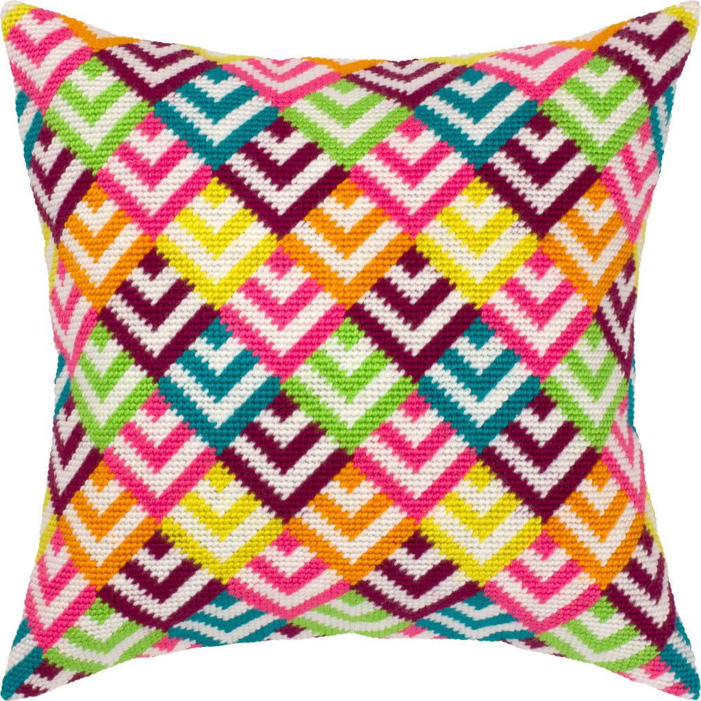 Brvsk Ornamental Stamped Cross-Stitch Kit for Adults and Beginners — Summer Mood 16″ × 16″ with Clear, Precise Printed Design on Cotton Canvas; Includes 2 Needles, Yarn, and Easy-Read Chart