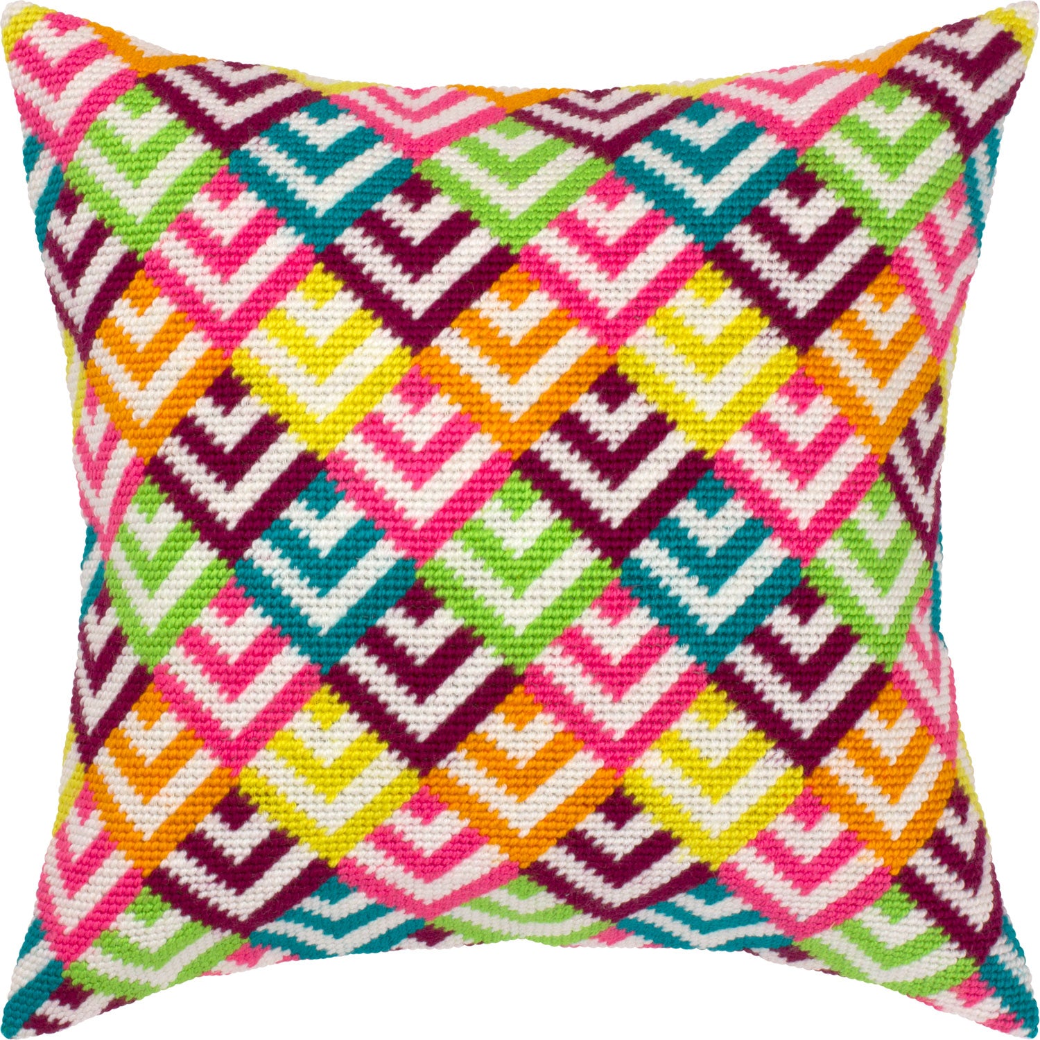 Brvsk Ornamental Stamped Cross-Stitch Kit for Adults and Beginners — Summer Mood 16″ × 16″ with Clear, Precise Printed Design on Cotton Canvas; Includes 2 Needles, Yarn, and Easy-Read Chart