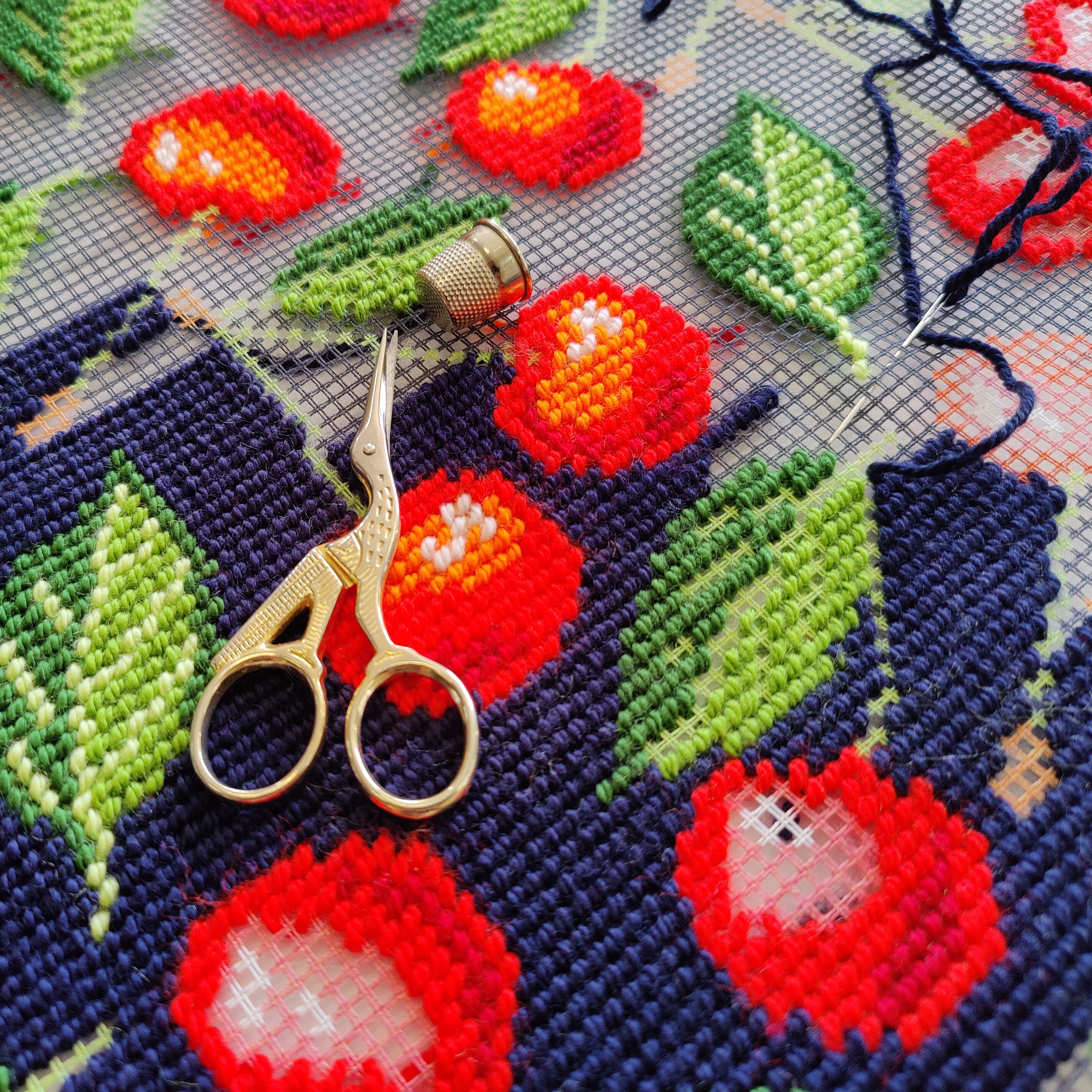 Cherries — Embroidery Kit 16″ × 16″ by Brvsk