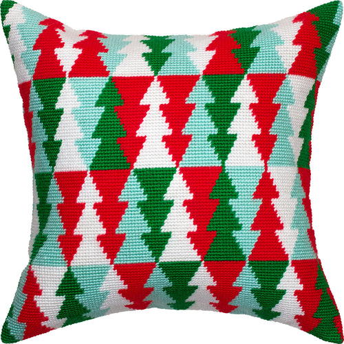 Christmas Trees Pattern — Embroidery Kit 16″ × 16″ by Brvsk