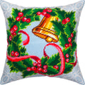 Brvsk Winter Stamped Cross-Stitch Kit for Adults and Beginners — Advent Wreath 16″ × 16″ with Clear, Precise Printed Design on Cotton Canvas; Includes 2 Needles, Yarn, and Easy-Read Chart