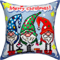 Brvsk Christmas Embroidery Kit for Adults and Beginners — Three Dwarfs 16″ × 16″ with Clear, Precise Printed Design on Cotton Canvas; Includes 2 Needles, Yarn, and Easy-Read Chart