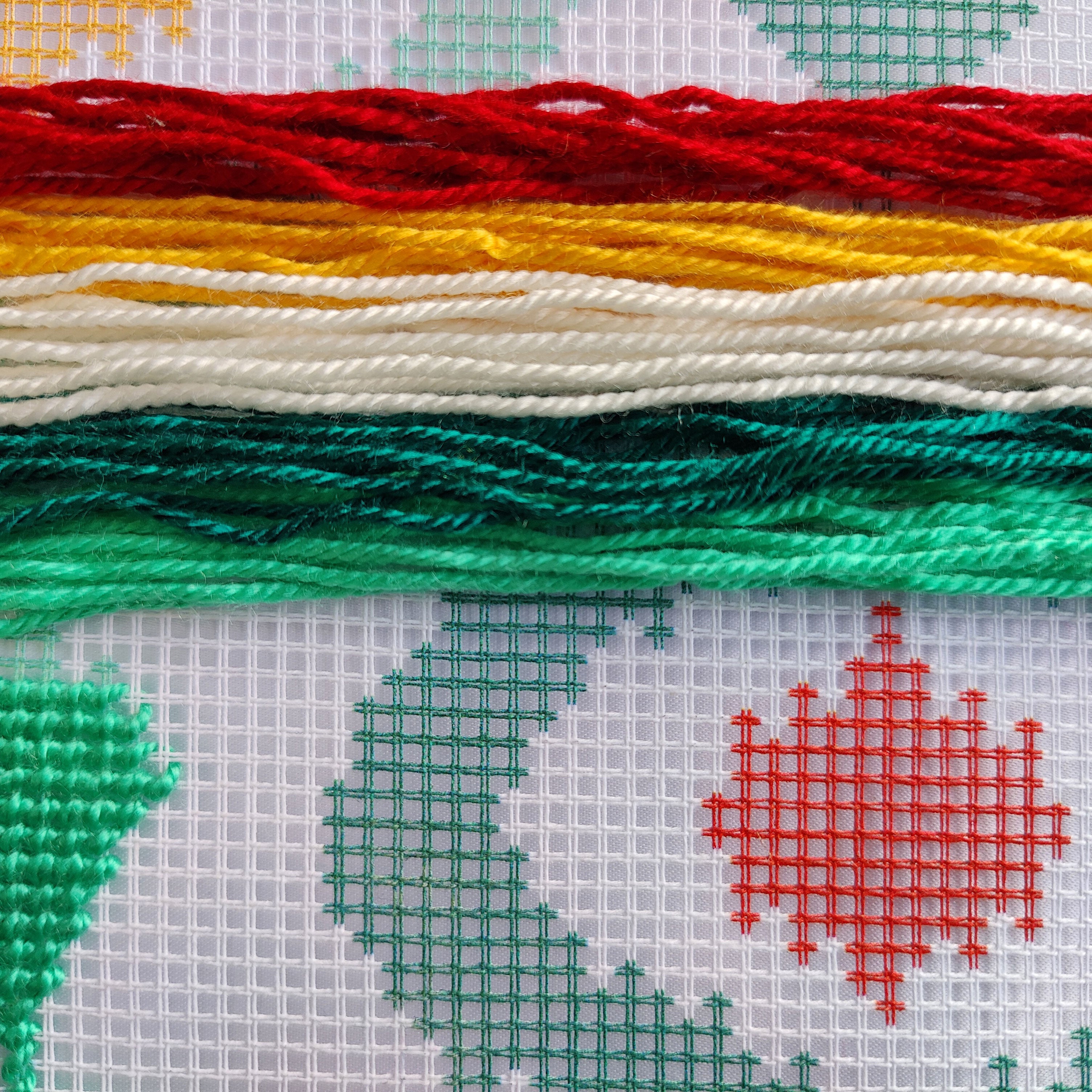 Brvsk Ornamental Needlepoint Kit for Adults and Beginners — Delhi 16″ × 16″ with Clear, Precise Printed Design on Cotton Canvas; Includes 2 Needles, Yarn, and Easy-Read Chart