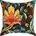 Floral Needlepoint Kit for Adults and Beginners — Windrush. Hazelnut by William Morris 16″ × 16″ with Clear, Precise Printed Design on Cotton Canvas; Includes 2 Needles, Yarn, and Easy-Read Chart