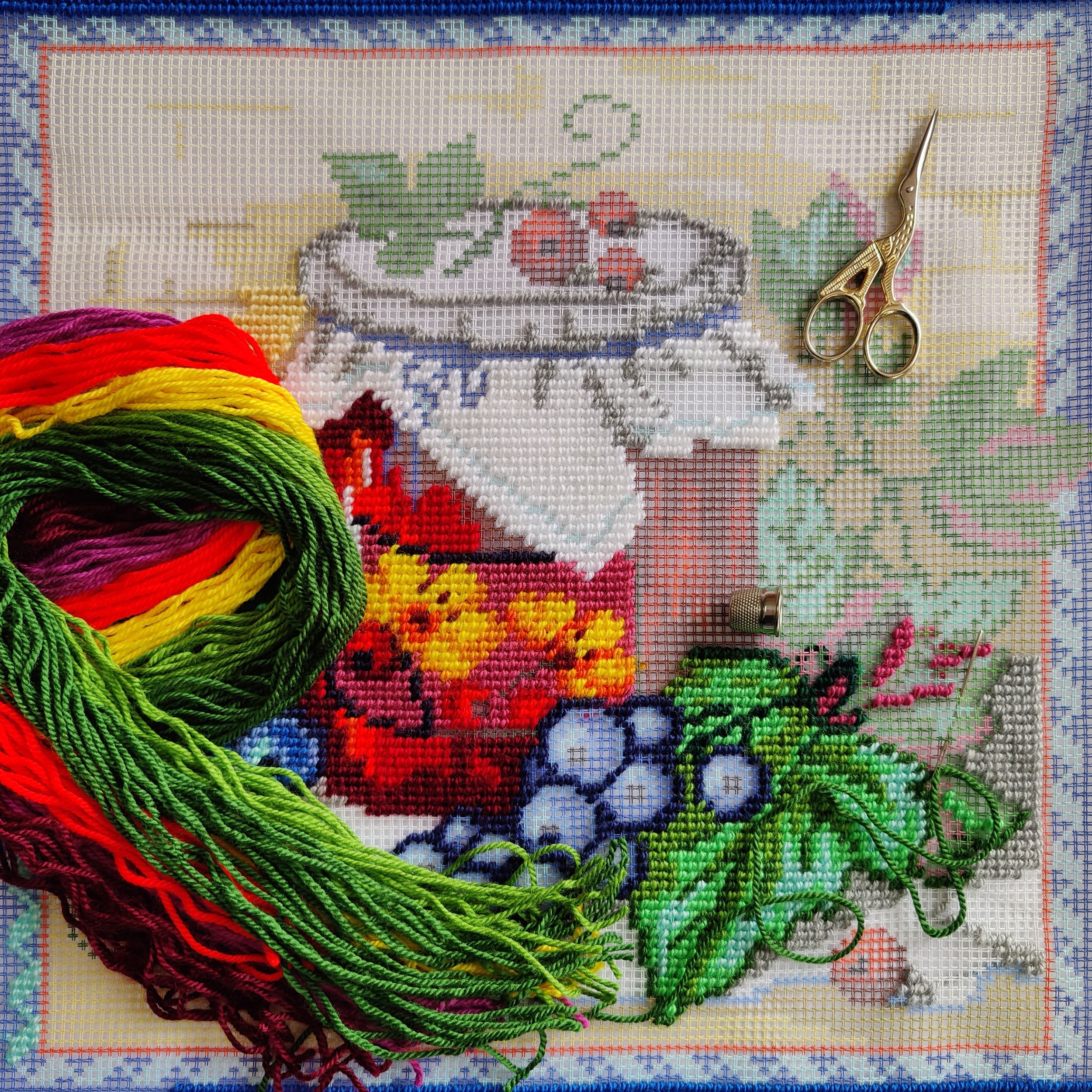 Still Life with Currants — Stamped Cross Stitch Kit 16″ × 16″ by Brvsk