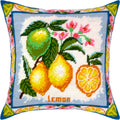 Brvsk Kitchen Embroidery Kit for Adults and Beginners — Lemons 16″ × 16″ with Clear, Precise Printed Design on Cotton Canvas; Includes 2 Needles, Yarn, and Easy-Read Chart