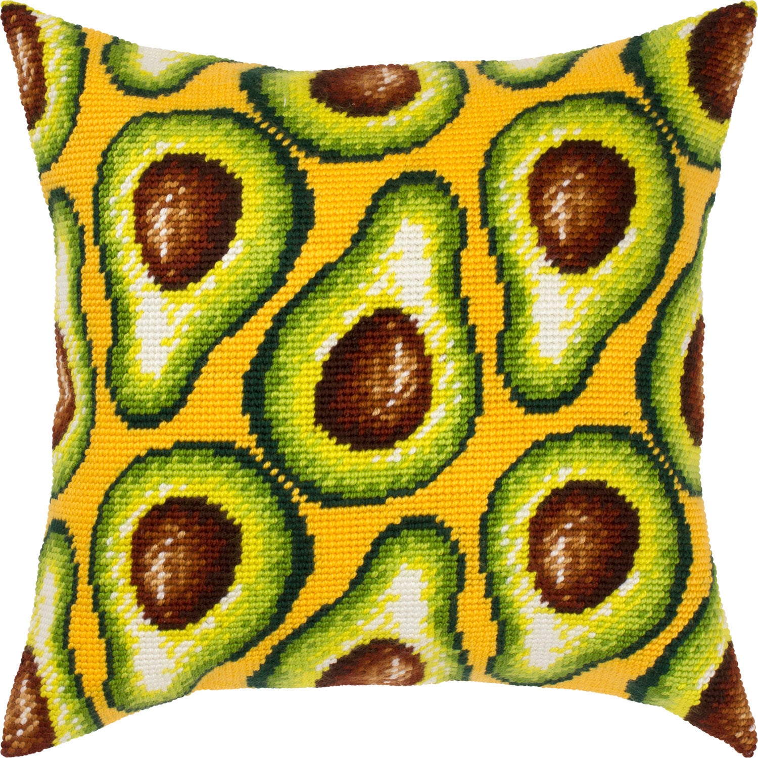 Brvsk Kitchen Needlepoint Kit for Adults and Beginners — Avocados 16″ × 16″ with Clear, Precise Printed Design on Cotton Canvas; Includes 2 Needles, Yarn, and Easy-Read Chart