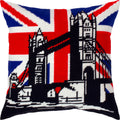 Brvsk Stamped Cross-Stitch Kit for Adults and Beginners — Union Jack 16″ × 16″ with Clear, Precise Printed Design on Cotton Canvas; Includes 2 Needles, Yarn, and Easy-Read Chart