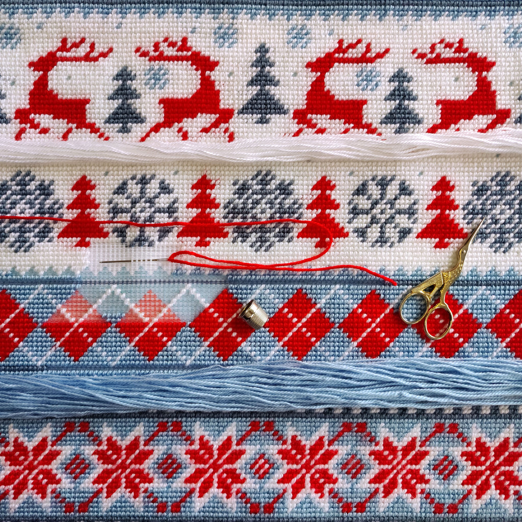 Winter Deer — Needlepoint Kit 16″ × 16″ by Brvsk