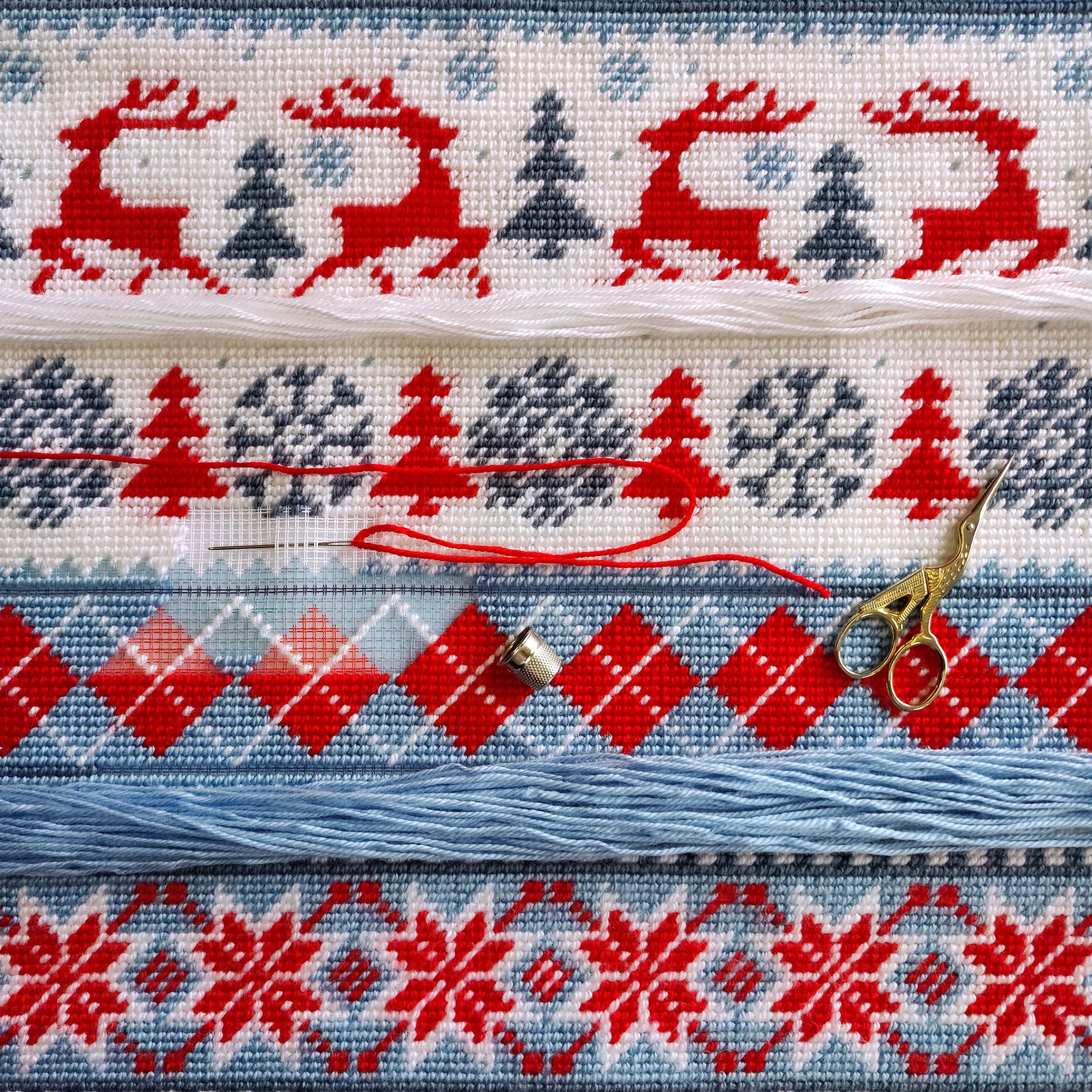 Winter Deer — Needlepoint Kit 16″ × 16″ by Brvsk
