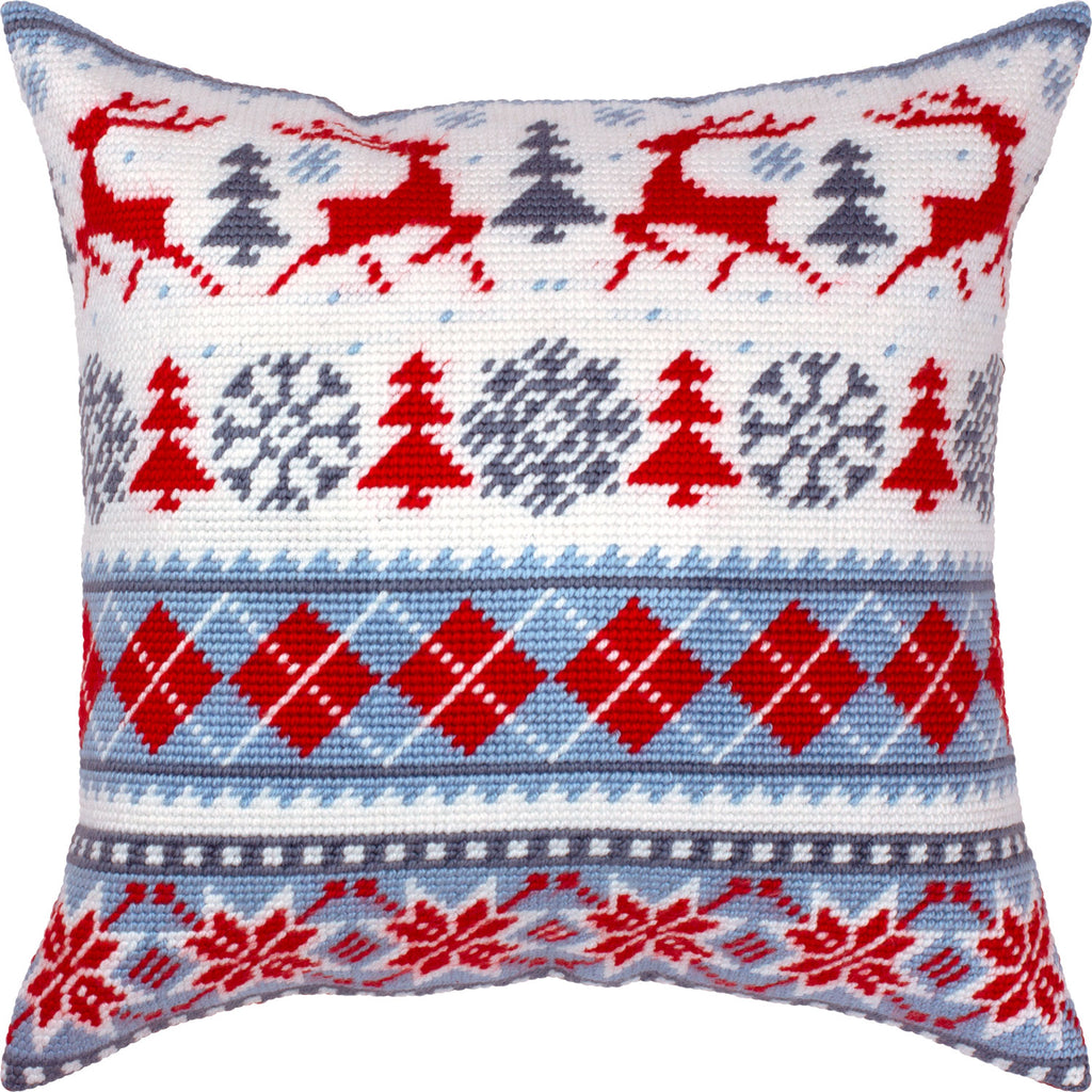 Winter Deer — Needlepoint Kit 16″ × 16″ by Brvsk