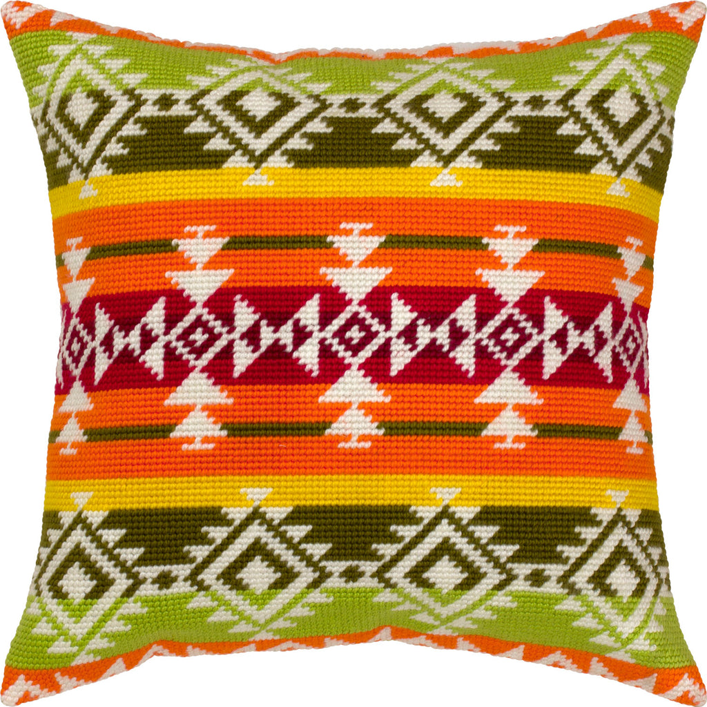 Brvsk Ethnic Embroidery Kit for Adults and Beginners — Guatemala 16″ × 16″ with Clear, Precise Printed Design on Cotton Canvas; Includes 2 Needles, Yarn, and Easy-Read Chart