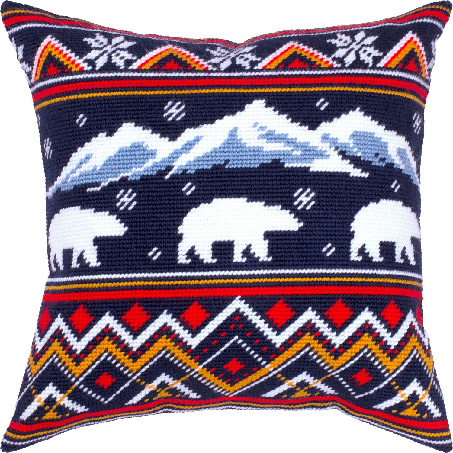Winter Bears — Needlepoint Kit 16″ × 16″ by Brvsk