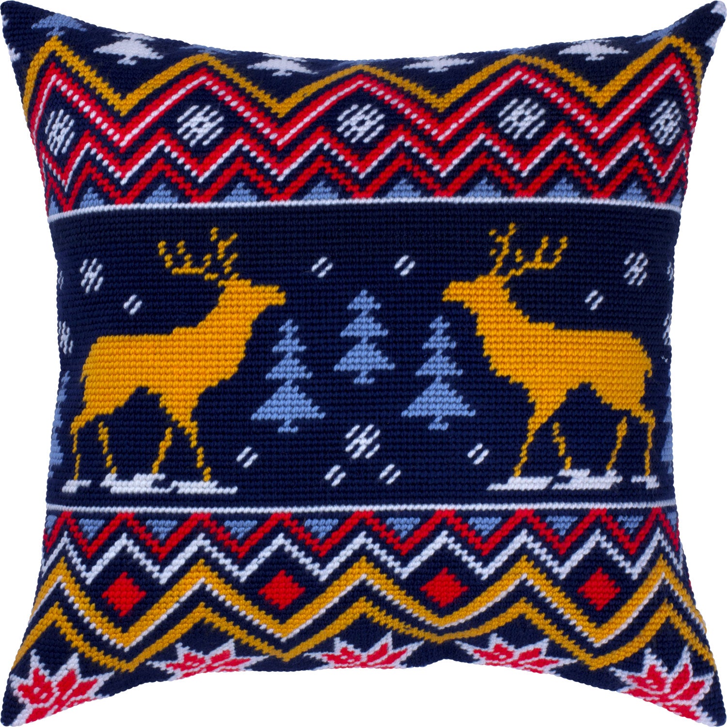 Winter Moose — Stamped Cross Stitch Kit 16″ × 16″ by Brvsk