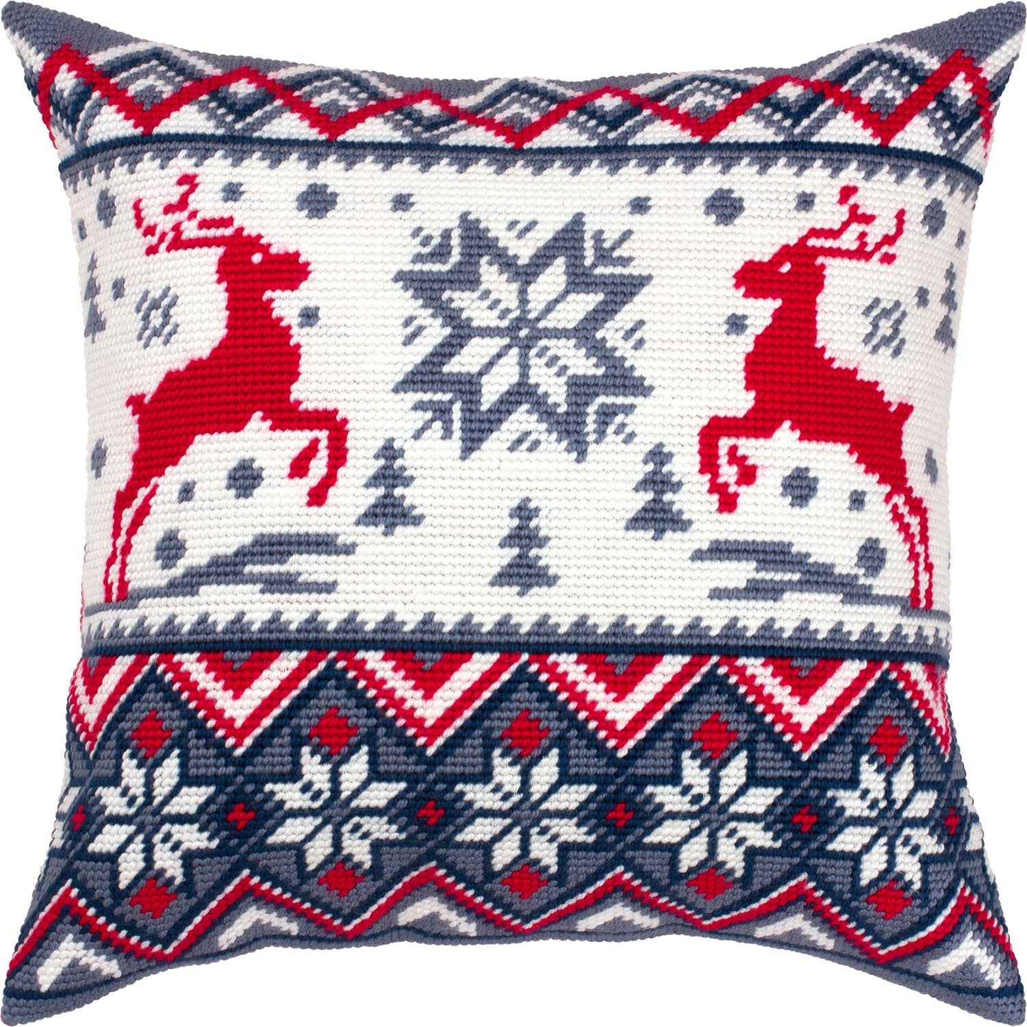 Reindeer Pattern — Stamped Cross Stitch Kit 16″ × 16″ by Brvsk