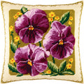 Brvsk Floral Embroidery Kit for Adults and Beginners — Pansies 16″ × 16″ with Clear, Precise Printed Design on Cotton Canvas; Includes 2 Needles, Yarn, and Easy-Read Chart