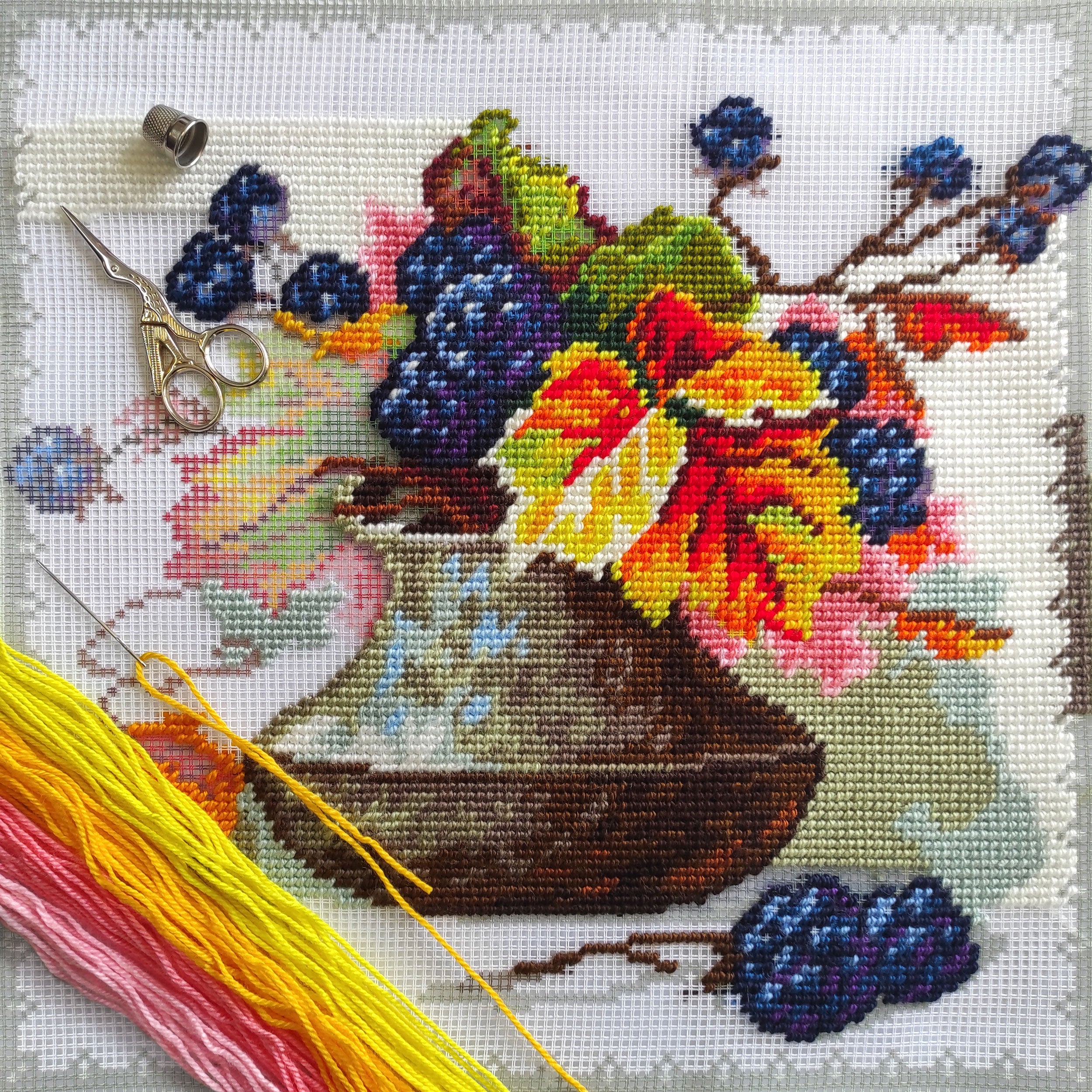 Autumn mood — Needlepoint Kit 16″ × 16″ by Brvsk