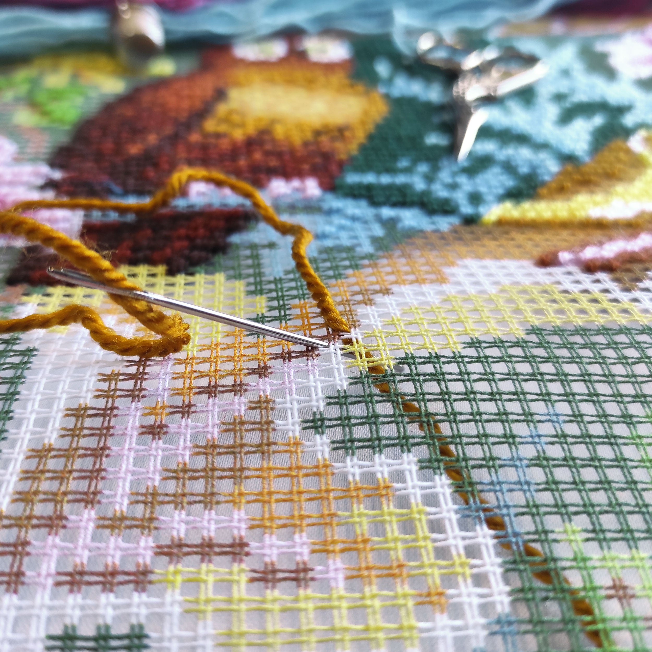 Owl — Needlepoint Kit 16″ × 16″ by Brvsk