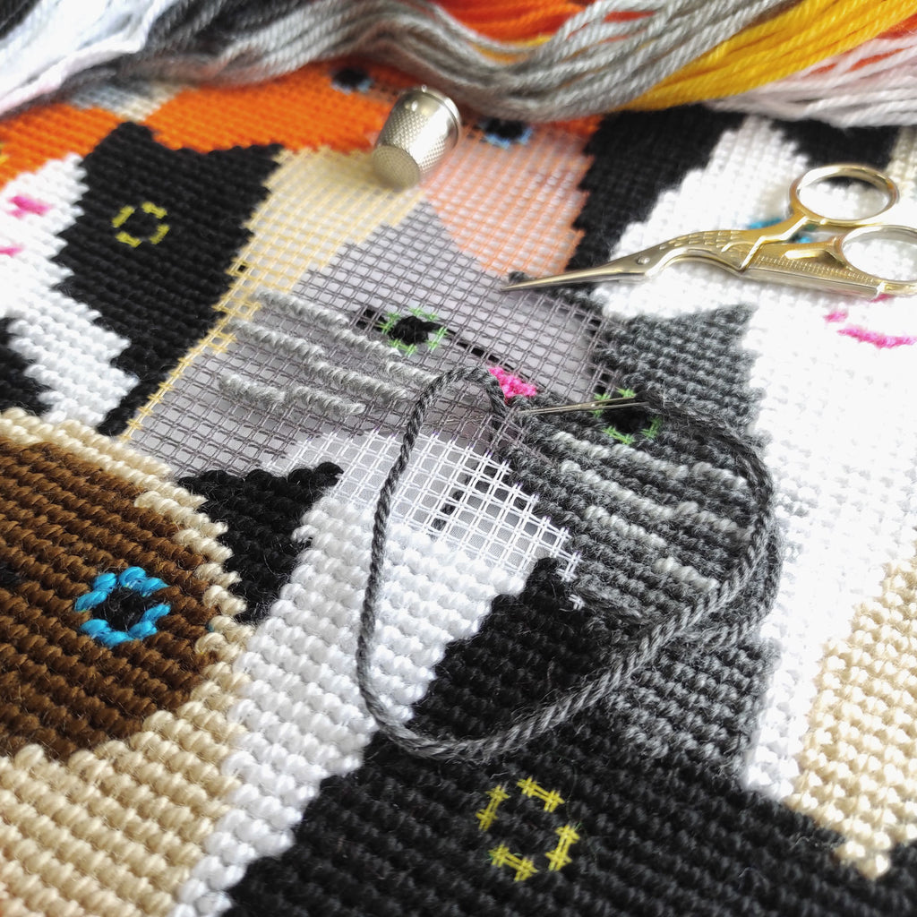 Cat Choir — Stamped Cross Stitch Kit 16″ × 16″ by Brvsk