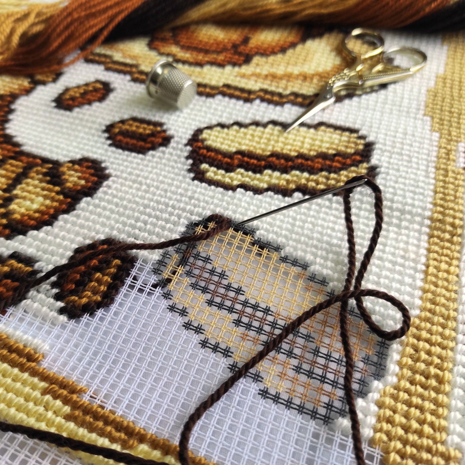 Breakfast in Paris — Needlepoint Kit 16″ × 16″ by Brvsk