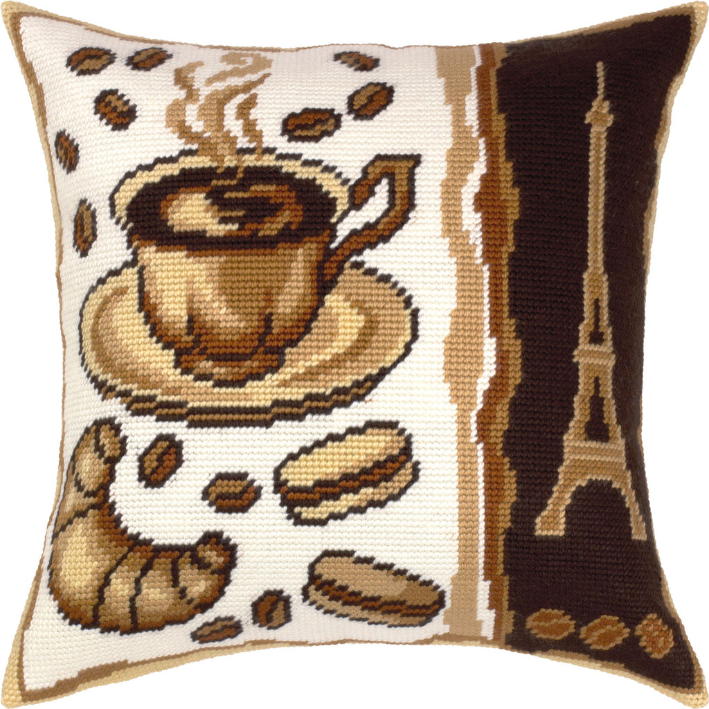 Breakfast in Paris — Needlepoint Kit 16″ × 16″ by Brvsk