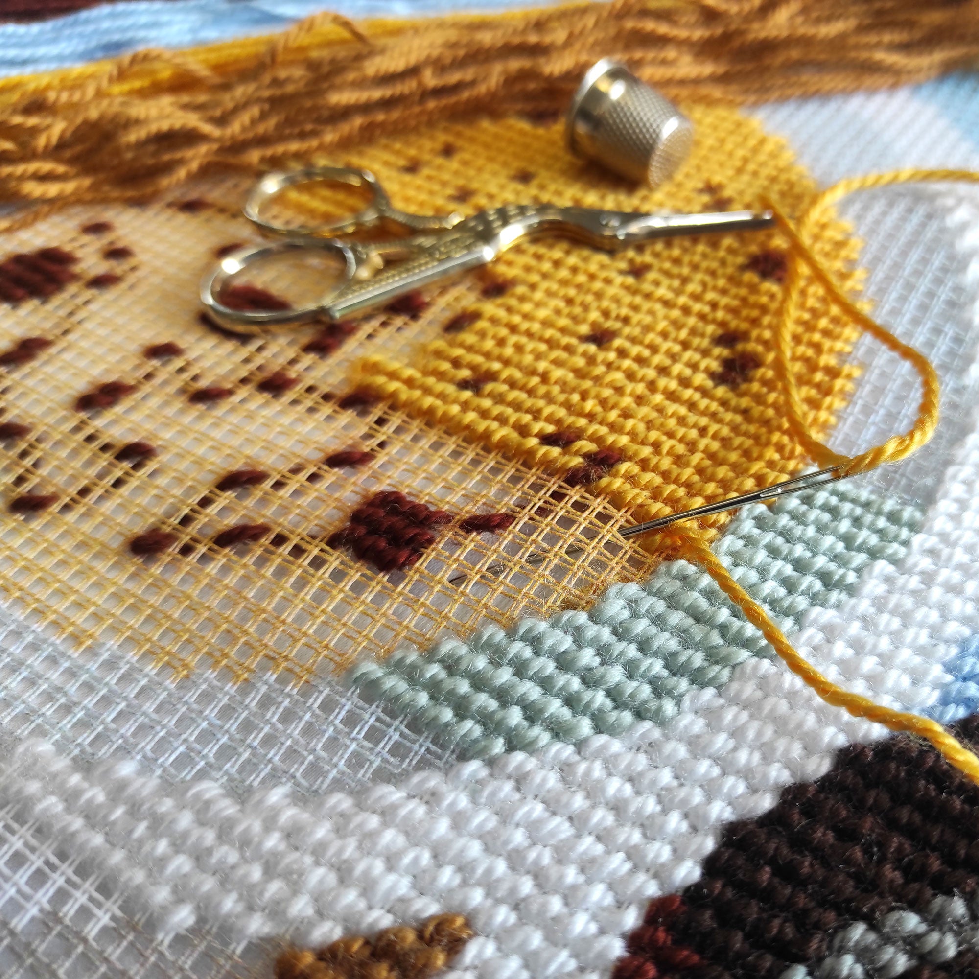 Cappuccino — Stamped Cross Stitch Kit 16″ × 16″ by Brvsk
