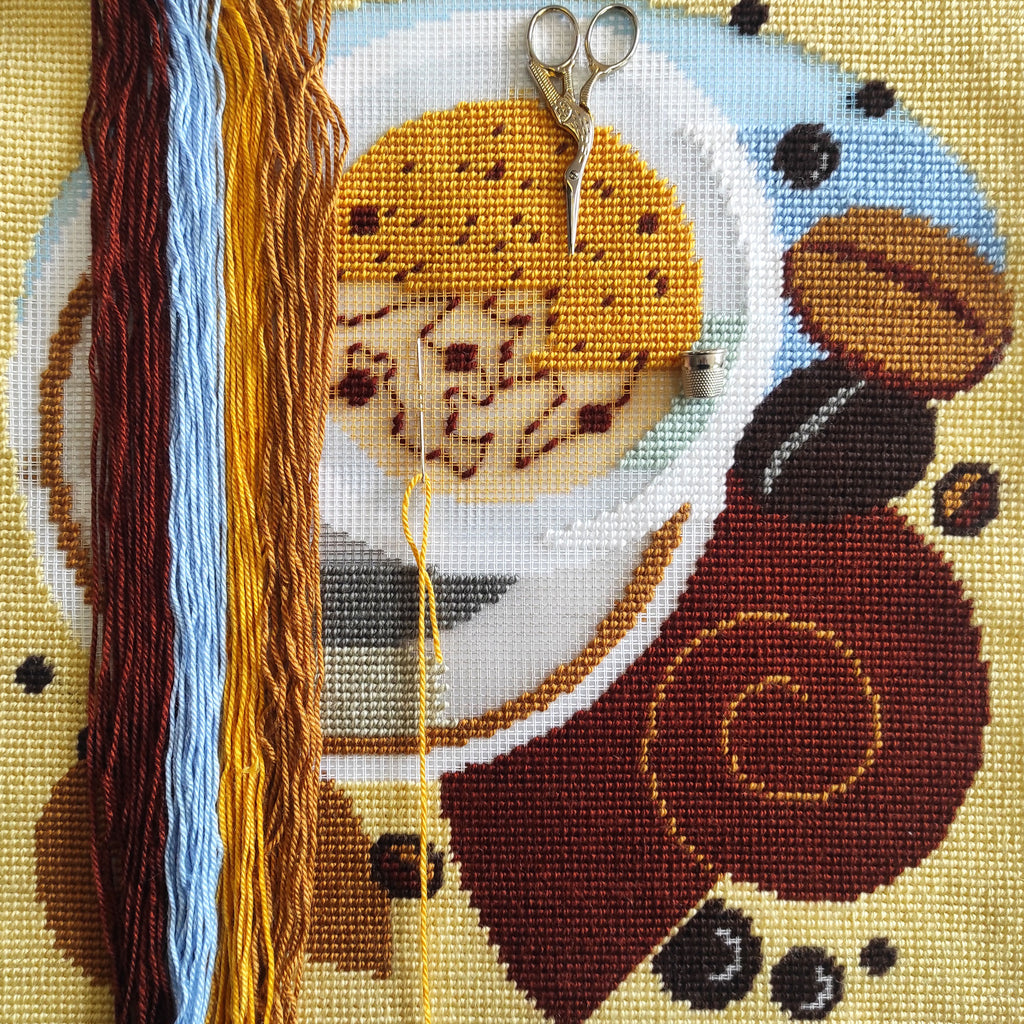 Cappuccino — Stamped Cross Stitch Kit 16″ × 16″ by Brvsk
