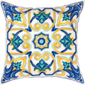 Brvsk Ornamental Embroidery Kit for Adults and Beginners — Porto 16″ × 16″ with Clear, Precise Printed Design on Cotton Canvas; Includes 2 Needles, Yarn, and Easy-Read Chart