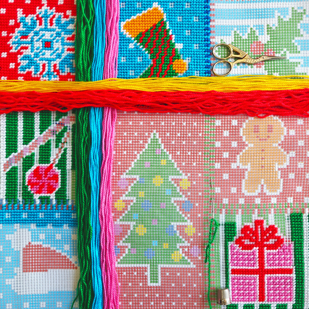 Patchwork — Needlepoint Kit 16″ × 16″ by Brvsk