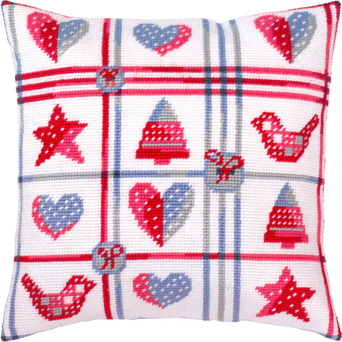 Christmas Patchwork Magic — Needlepoint Kit 16″ × 16″ by Brvsk